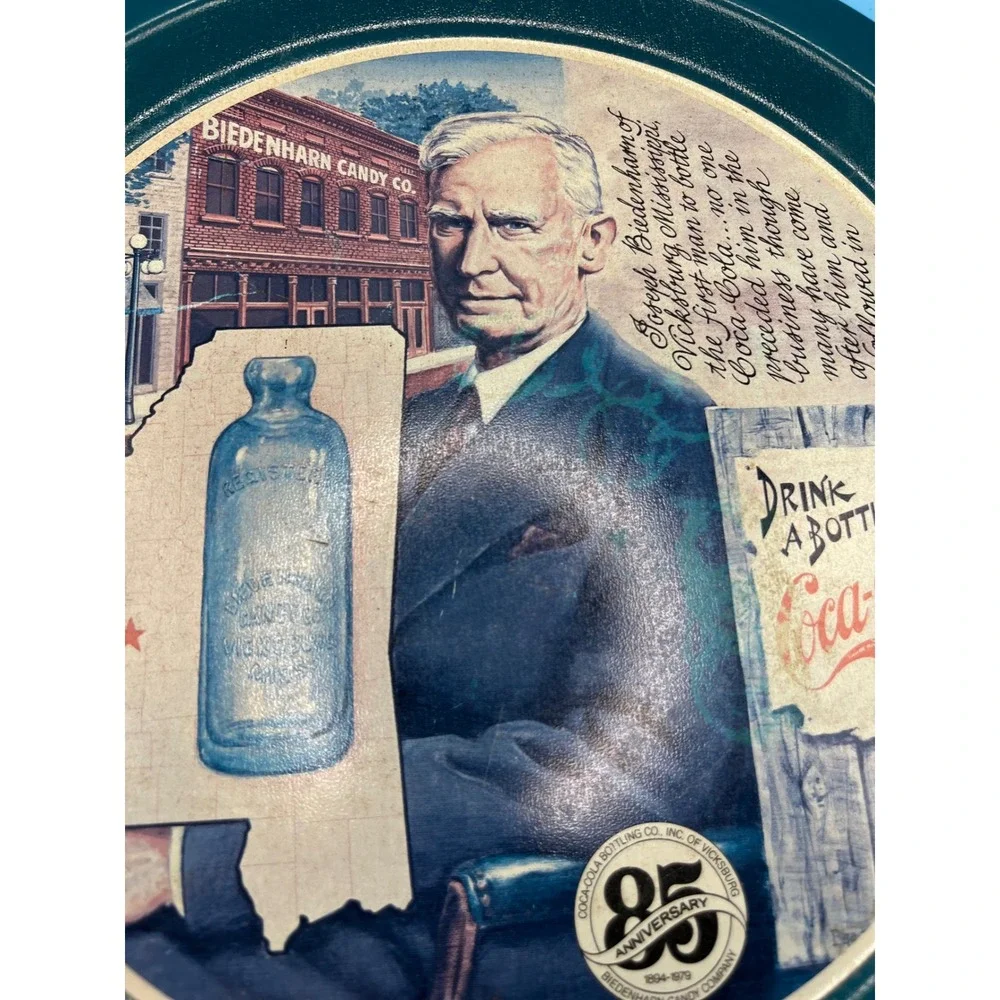 Coca-Cola Serving Tray 85th Anniversary Biedenharn Vicksburg MS Green Fair